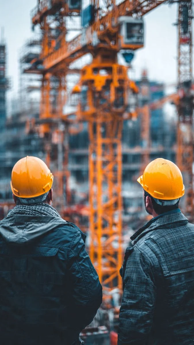 Project professionals coordinating at a construction site